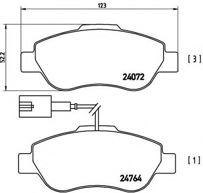 P23107 BREMBO (Германия) Колодки гальмівні FIAT 500 07-/DOBLO 01-/PANDA 09-/QUBO 08- передні P23107 BREMBO