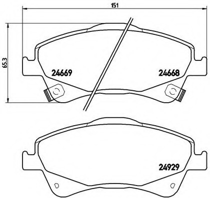 P83109 BREMBO (Германия) Колодки пров.toyota auris 06=>  avensis station wagon (t27) 09=> P83109 BREMBO