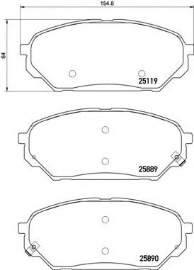 P30071 BREMBO (Германия) P30071_колодки дисковые передние! \ Hyundai IX55 3.0CRDi 08> P30071 BREMBO