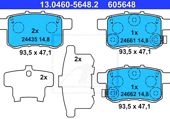 13046056482 Ate 13.0460-5648.2_колодки дисковые з.! \ Honda Accord all 08> 13046056482 ATE