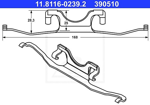 11811602392 Ate Комплект монтажный тормозных колодок BMW - 5 (E39) - 523 i 11811602392 ATE