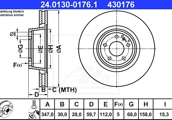 24013001761 Ate 24.0130-0176.1_диск тормозной передний! \ Audi A6 4.2 04> 24013001761 ATE