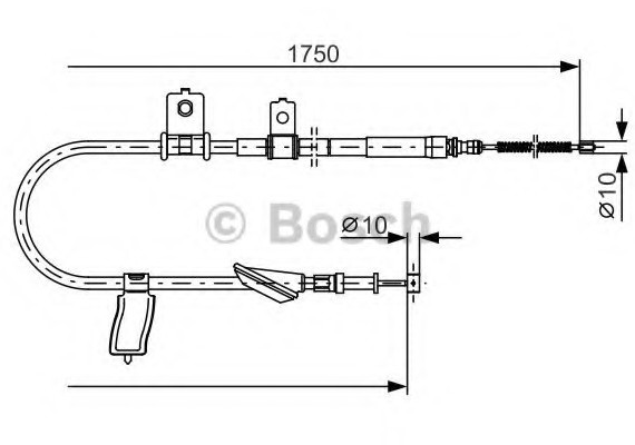 Трос ручного тормоза SUBARU LEGACY/OUTBACK 1750мм прав. 1987482351 BOSCH
