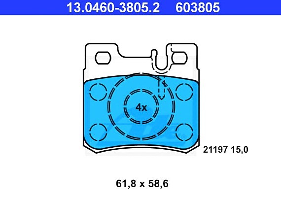 13046038052 Ate Колодки зад.mercedes w201,202,124,210,129 wva21197 13046038052 ATE