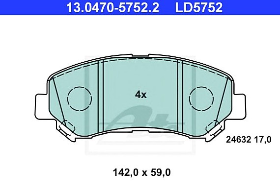 13047057522 Ate Колодки тормозные дисковые, комплект аte ceramic 13047057522 ATE