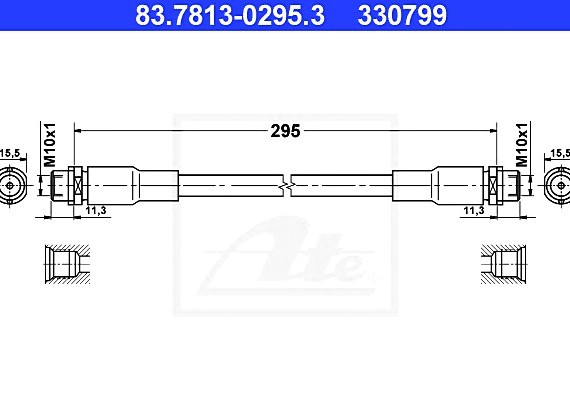 83781302953 Ate Шланг торм.пер.audi a4,a6vw passatskoda 295мм 83781302953 ATE