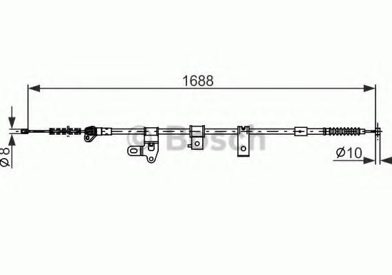 Фото трос ручного тормоза TOYOTA COROLLA E12 1688мм 1987482306 BOSCH 1987482306 BOSCH 1987482306 BOSCH Трос ручного тормоза TOYOTA COROLLA E12 1688мм 1987482306 BOSCH