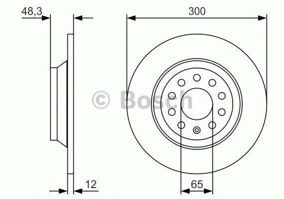 0986479V01 BOSCH Диск тормозной VW GOLF VII 12- задний D=300мм. 0986479V01 BOSCH