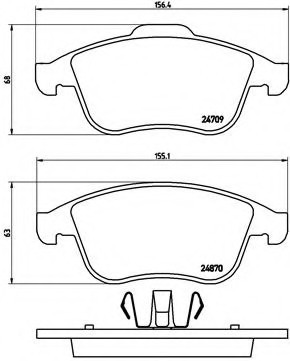 P68045 BREMBO (Германия) К-т гальм. колодок FR RE LAGUNA III 08-, LATITUDE P68045 BREMBO