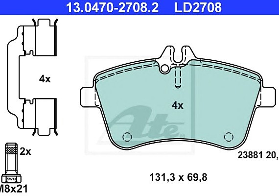 Фото комплект тормозных колодок, дисковый тормоз 13047027082 ATE 13047027082 Ate 13047027082 Ate Комплект тормозных колодок, дисковый тормоз 13047027082 ATE