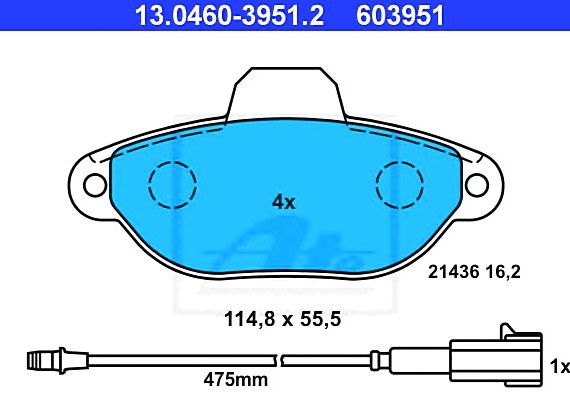 13046039512 Ate Комплект тормозных колодок, дисковый тормоз 13046039512 ATE