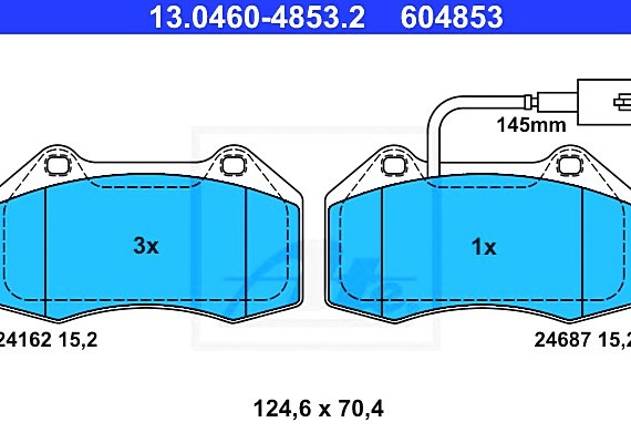 13046048532 Ate Комплект гальмівних накладок