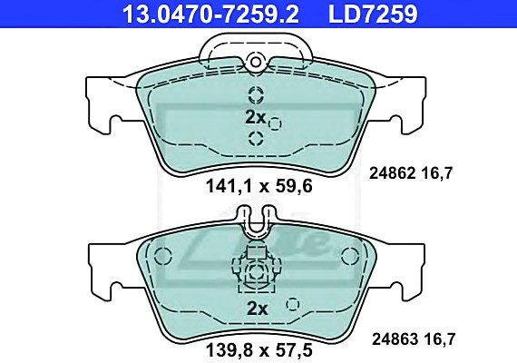 13047072592 Ate Колодки зад.Mercedes W211 2003 ) (CERAMIC) 13047072592 ATE