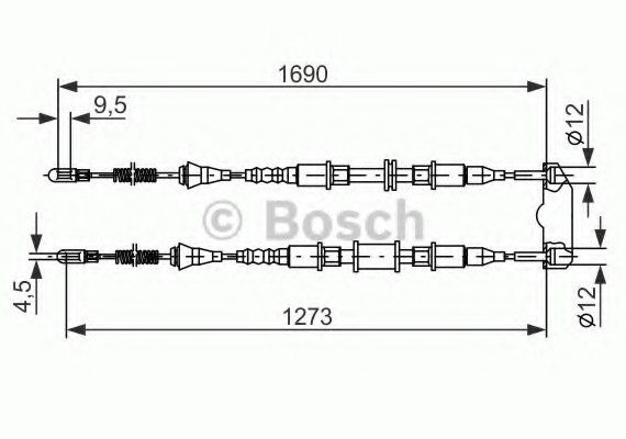 Фото трос ручного тормоза OPEL ASTRA F 1690мм 1987477129 BOSCH 1987477129 BOSCH 1987477129 BOSCH Трос ручного тормоза OPEL ASTRA F 1690мм 1987477129 BOSCH