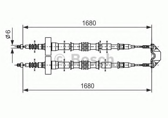 1987477528 BOSCH Трос ручного тормоза OPEL ZAFIRA 1680мм 1987477528 BOSCH