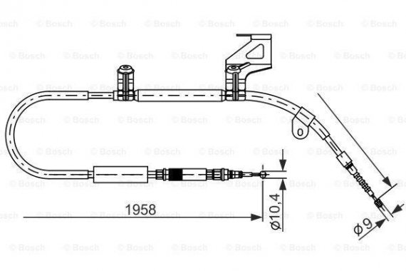 1987477604 BOSCH Трос ручного тормоза AUDI A6 -05 1958мм 1987477604 BOSCH