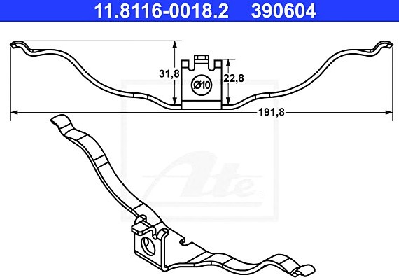 11811600182 Ate Пружина крепления торм. колодок a8 10=> 11811600182 ATE