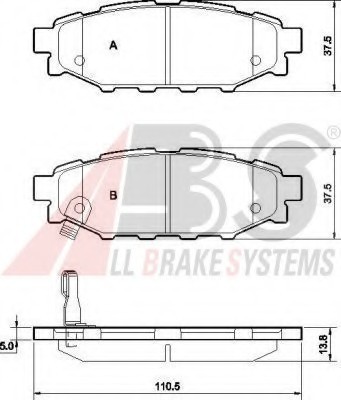 37499 ABS Колодки тормозные дисковые задние комплект 37499 ABS