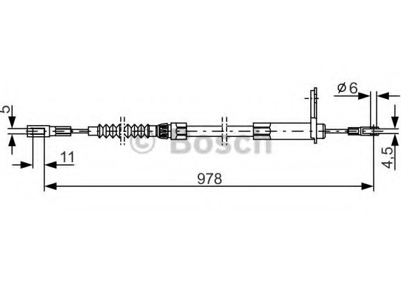 1987477900 BOSCH Трос ручного тормоза MB W220 978мм 1987477900 BOSCH