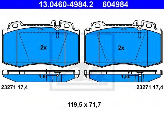 13046049842 Ate Колодки передние датчик 1.8mm+1.8mm 13046049842 ATE