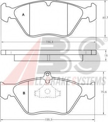 36805 ABS Колодки тормозные пеpeд. OPEL OMEGA B 36805 A.B.S.