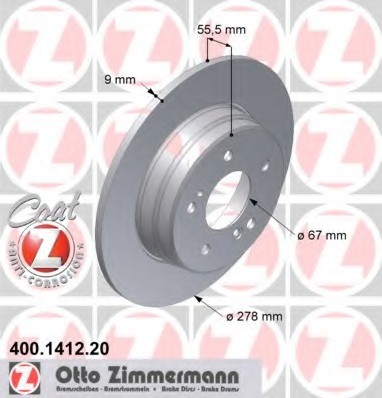 400141220 Zimmermann Гальмівний диск зад W210 (20,23,24,29,30) W202 (18