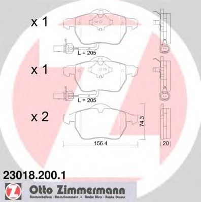 230182001 Zimmermann Колодки гальмівні дискові, к-кт