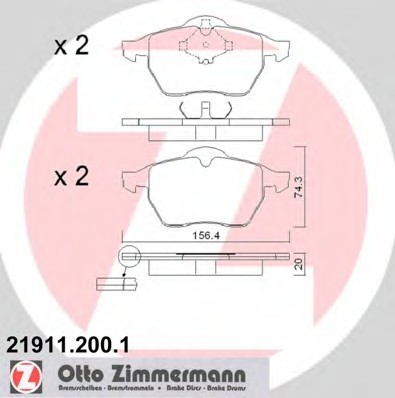 219112001 Zimmermann Колодки тормозные (без датчика)