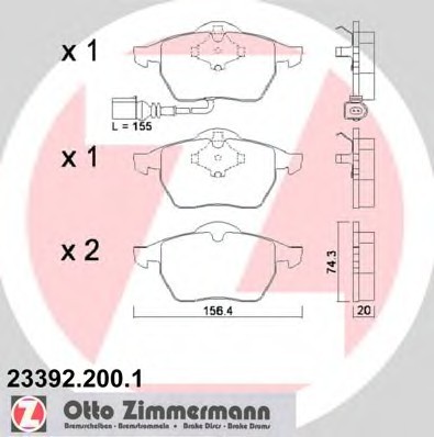 233922001 Zimmermann Колодки гальмівні дискові, к-кт