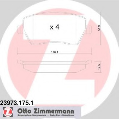 239731751 Zimmermann Колодки гальмівні дискові, к-кт