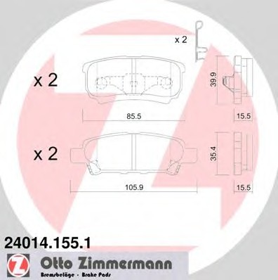 240141551 Zimmermann Гальмівні колодки зад Mitsubishi Lancer 9/Outlande