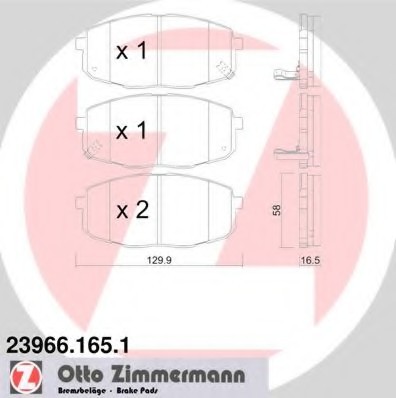 239661651 Zimmermann Гальмівні колодки перед Kia Ceed/Carens/Hyundai i3