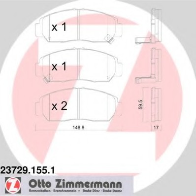 237291551 Zimmermann Гальмівні колодки перед Honda Civic c 2006г/Stream