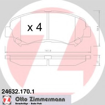 246321701 Zimmermann Гальмівні колодки перед Nissan X-trail с 2007г/Qas