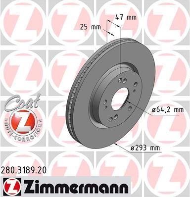 280318920 Zimmermann Тормозной дискпередн. вент. Honda CIVIC IX (FK) 0