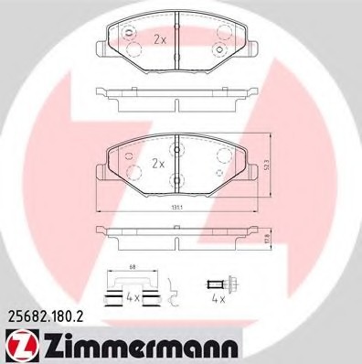 256821802 Zimmermann Колодки гальмівні дискові, к-кт