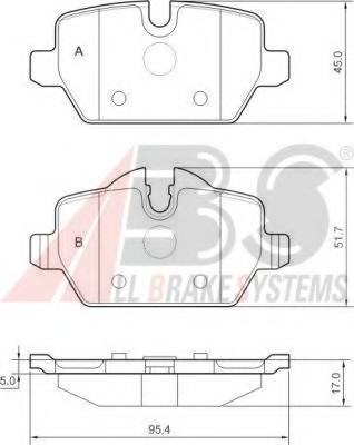 37435 ABS Колодки тормозные дисковые, комплект 37435 A.B.S.