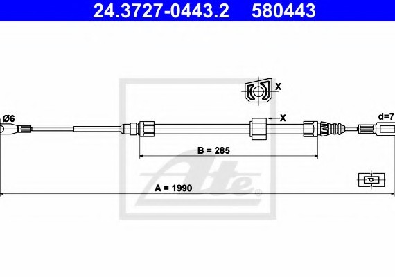 24372704432 Ate Трос стояночной тормозной системы 24372704432 ATE