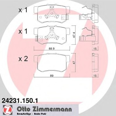 242311501 Zimmermann Колодки гальмівні дискові, к-кт