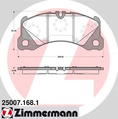 250071681 Zimmermann Колодки гальмівні дискові, к-кт