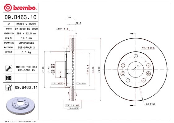 09B46310 BREMBO (Германия) Диск гальм. renault duster 0410=> 09B46310 BREMBO