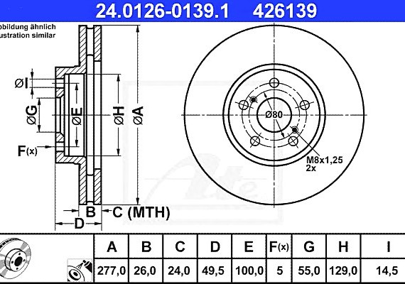 24012601391 Ate Диск торм. toyota avensis 1097=> 24012601391 ATE