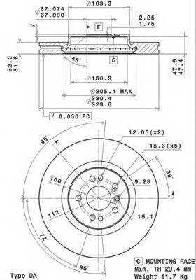 09.R104.11 BREMBO (Германия) Тормозной диск вентилируемый 09.R104.11 BREMBO