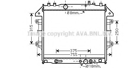 TO2496 AVA COOLING Радіатор охолодження двигуна TOYOTA HI-LUX VII (AN10, AN20) (05-) (Ava)