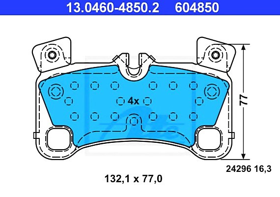 13.0460-4850.2 Ate Комплект гальмівних колодок з 4 шт. дисків