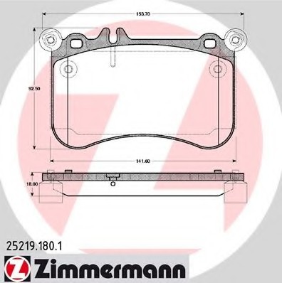 252191801 Zimmermann Колодки гальмівні MB W212, W221 5.0i с 2011г