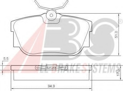 37118 ABS Колодка торм. VW T4 задн. (пр-во ABS) 37118