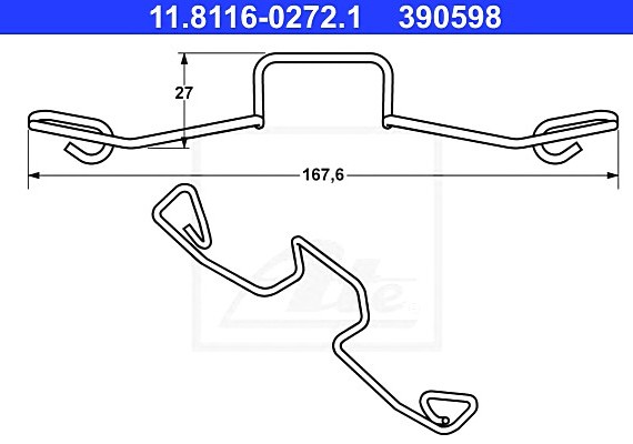 11811602721 Ate Пружина, тормозной суппорт 11811602721 ATE
