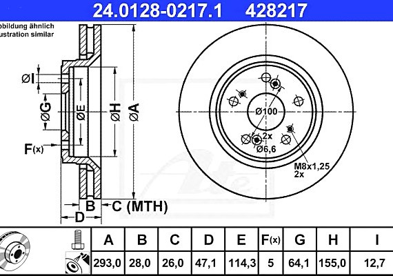 24012802171 Ate Диск торм. honda cr-v 07=> 24012802171 ATE