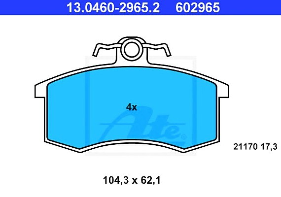 13046029652 Ate Колодки тормозные дисковые 13046029652 ATE